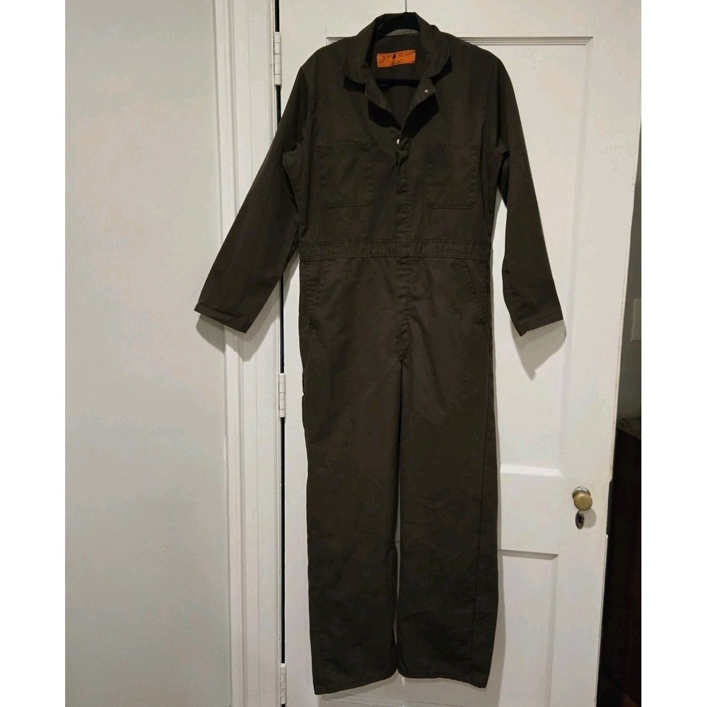 Red Kap Men's Work Wear‎ Long Sleeve Jumpsuit Overalls Coveralls Brown 40 READ